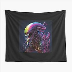 Rainbow Alien Xenomorph Tapestry