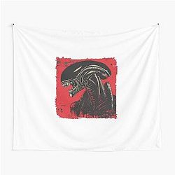 Red Xenomorph Art Sci-Fi Alien Tapestry