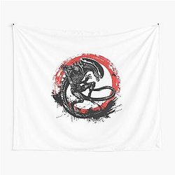 Dynamic Xenomorph Horror Art Sci-Fi Alien Illustration Tapestry