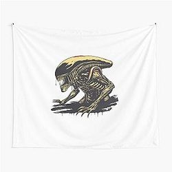 Creeping Xenomorph Horror Art Sci-Fi Alien Illustration Tapestry