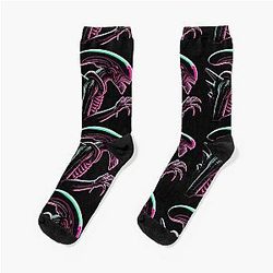 Retro Neon Xenomorph Socks