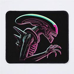 Retro Neon Xenomorph Mouse Pad