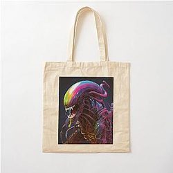 Rainbow Alien Xenomorph Cotton Tote Bag