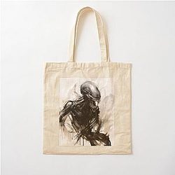 Spooky Halloween Xenomorph Art Cotton Tote Bag