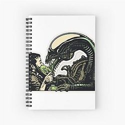 alien xenomorph eating human sticker notebook
