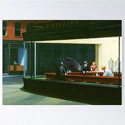 Alien Xenomorph in Hopper Nighthawks Poster