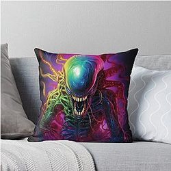 Multi Alien Xenomorph Throw Pillow