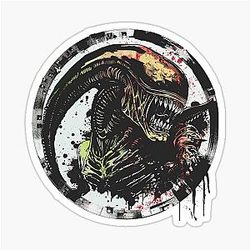 Grunge Xenomorph Horror Art Sci Fi Alien Illustration Sticker