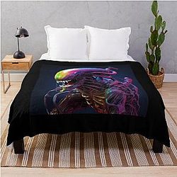 Rainbow Alien Xenomorph Throw Blanket
