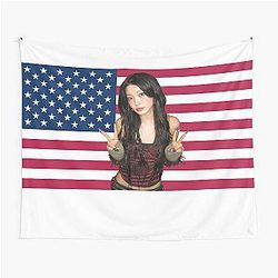 Katseye Yoonchae American Flag Tapestry