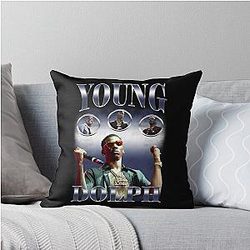Young Dolph Silver Vintage Throw Pillow