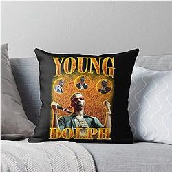 Young Dolph Fire Bootleg Throw Pillow