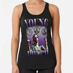 Young Dolph Purple Vintage Racerback Tank Top