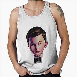 Young Sheldon with bow tie watercolor painting tank top