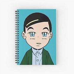 Young Sheldon in anime style Spiral Notebook 
becomes:
Young shm3440 Sheldon in anime Spiral Notebook