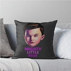 Young Sheldon Mighty Little Man Watercolor Painting Throw Pillow