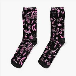Yungblud drawings tattoo sheet (Pink) Socks