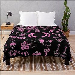 Yungblud Drawings Tattoo Sheet Pink Throw Blanket