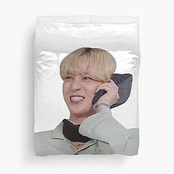 Yunho Calling Meme Duvet Cover