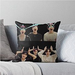 San, Seonghwa and Yunho Ateez Cute Meme Throw Pillow
