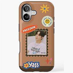 ATEEZ Yunho Stamp iPhone Tough Case with Retro Stickers