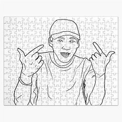 Ateez Yunho Black & White Jigsaw Puzzle