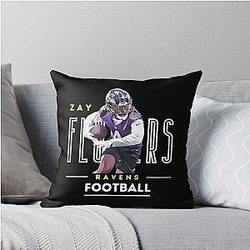 Zay Flowers Ravens Throw Pillow