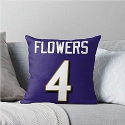 Zay Flowers 4 Ravens Throw Pillow