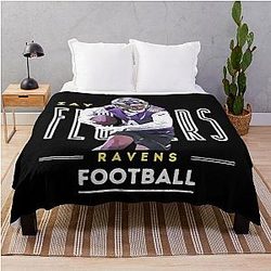 Zay Flowers Ravens Throw Blanket