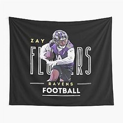 Zay Flowers Ravens Tapestry