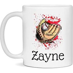 Personalized Baseball Mug Custom Name Glove Watercolor illustration For Zayne