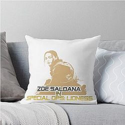 Zoe Saldana in Special Ops: Lioness graphic design by ironpalette Throw Pillow
