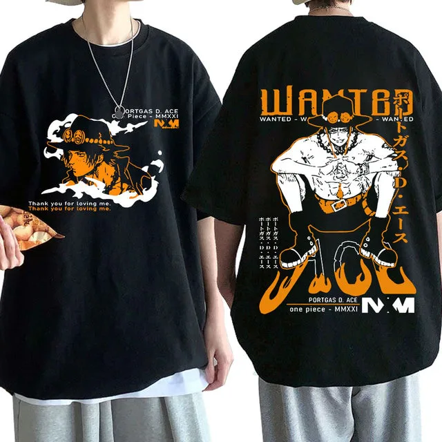 One Piece T-shirts - Portgas D Ace Double-sided Print T-shirts