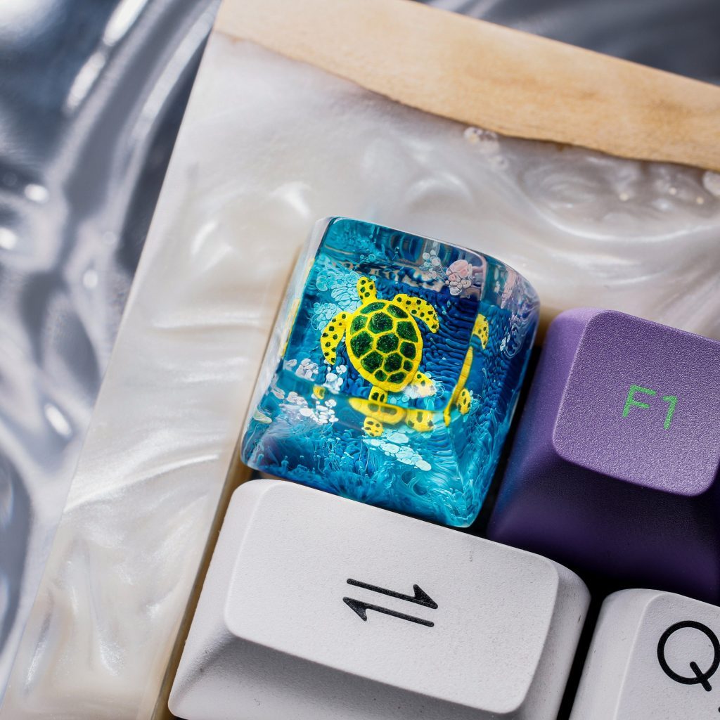 Turtle Keycap, Blue Coral, SA Profile Keycap, Keycap for MX Cherry Switches Michanical Keyboard, Handmade Gift, Christmas Gift Idea