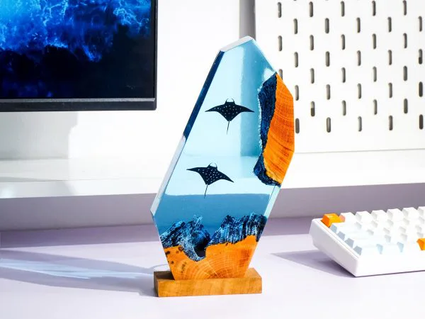 Manta Rays Resin Lamp, Ocean Night Light, Manta Rays Epoxy Lamp, Epoxy Resin Art, Home Decor, Handmade Gift
