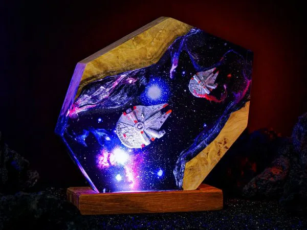 Spaceship Resin Lamp, Universe Night Light, Galaxy Diorama Lamp, Epoxy Resin Art, Home Decor, Handmade Gift