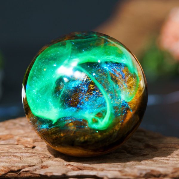 Aurora Borealis Paperweight, Northern Lights Wood Resin Paperweights, Decor Ball, Aurora Globe, Gift for Her
