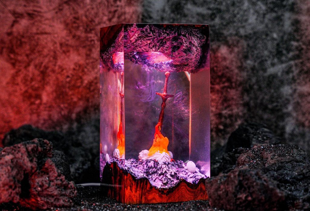 Da.rk So.uls Bonfire Night Light, Resting Place Resin Lamp, Fantasy Decor, Custom Gamer Light, Handmade Gift, gift for gamer, Boyfriend Gift