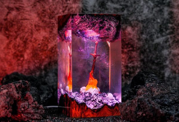 Da.rk So.uls Bonfire Night Light, Resting Place Resin Lamp, Fantasy Decor, Custom Gamer Light, Handmade Gift, gift for gamer, Boyfriend Gift