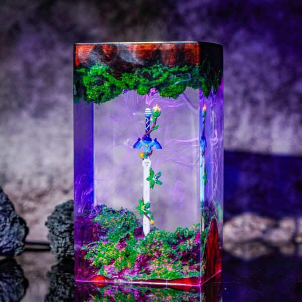Le.gend of Zel.da Master Sword Lamp, Resin Sword in Stone Light, Fantasy Epoxy Night Light, Gamer Gift, Handmade Table Lamp, Gift for Gamers