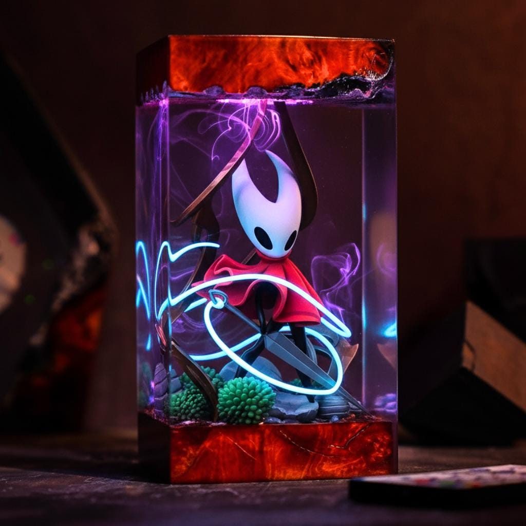 Silksong Hornet Resin Lamp, Hollow Knight SilkSong Figure, Handmade Gamer Gift, Gift for Him, Game Decor Lamp, Valentine's Gift for Him, Her