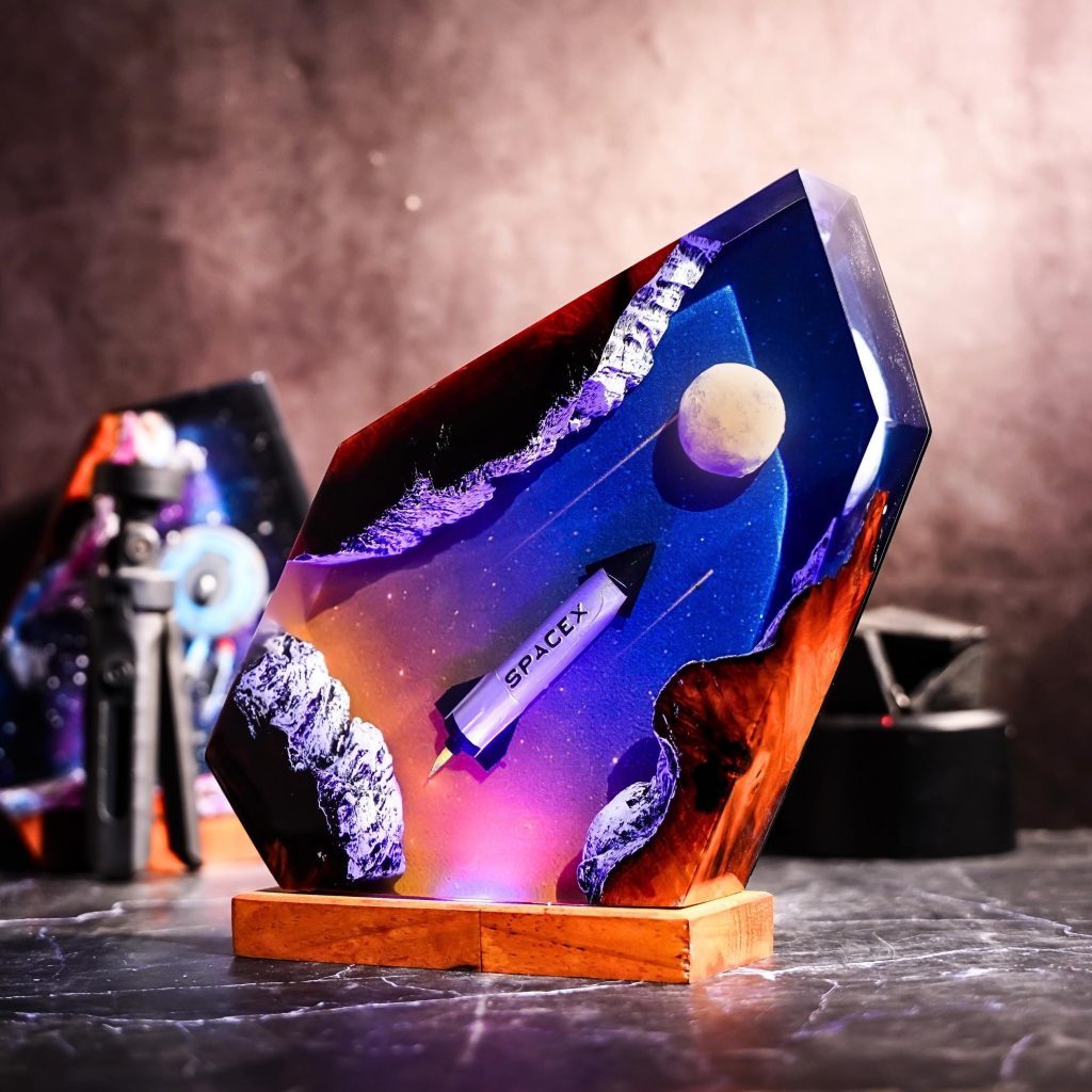 SpaceX Rocket Resin Lamp, Handmade Galaxy Lamp, Space Decor, Sci-Fi Night Light, Space Gift for Him, Christmas Lamp Gift, Gift for Dad