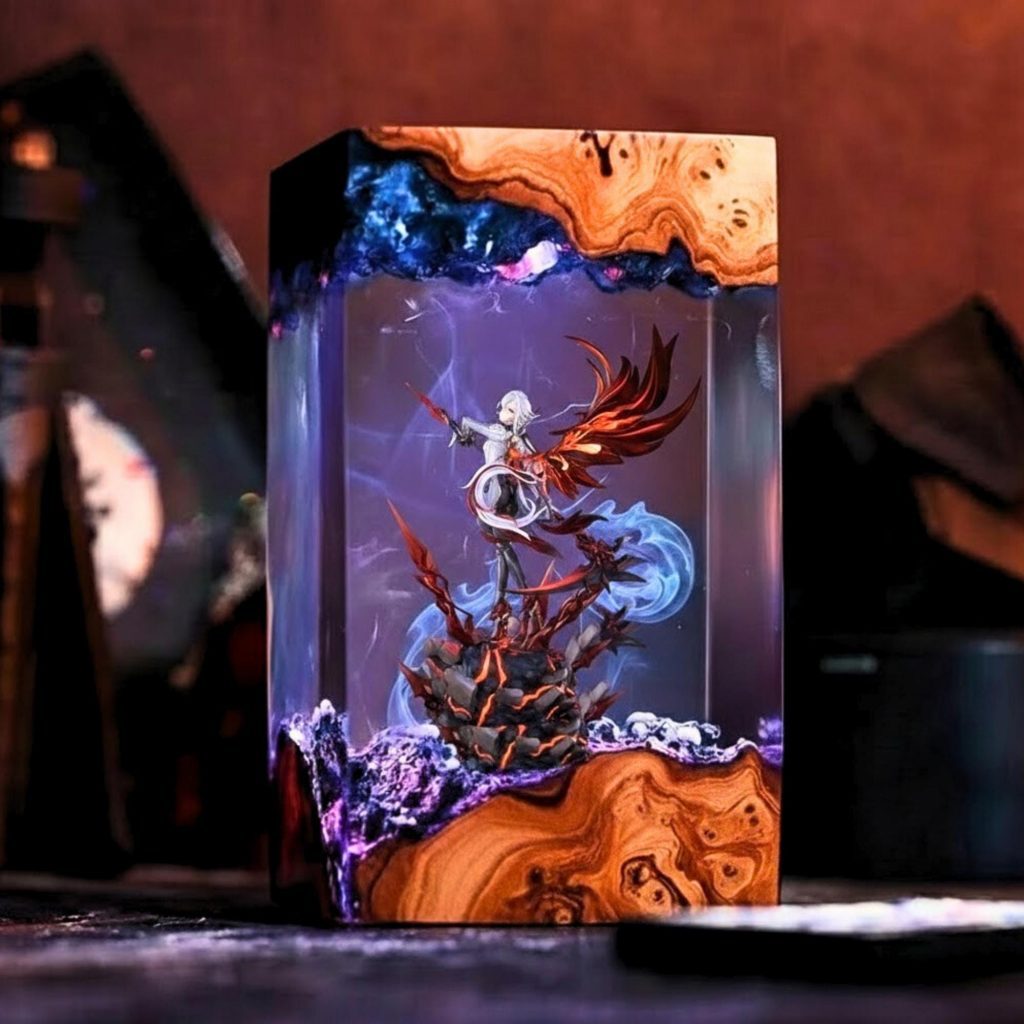 Arlecchino Genshin Impact Resin Lamp, Handmade Night Light, Anime Figure, Desk Decor, Gift For Gamers