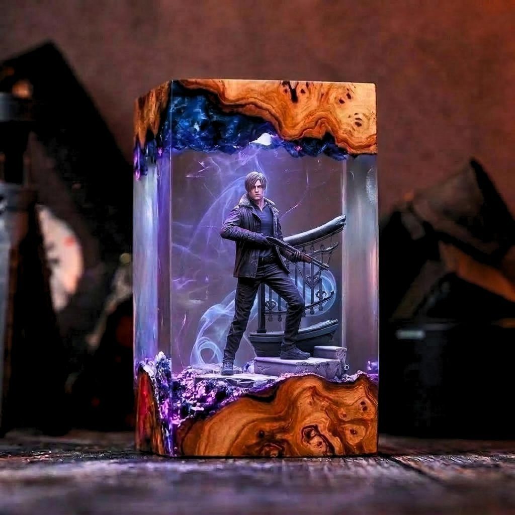 Leon S Kennedy Resin Lamp, Resident Evil 9 Requiem, Epoxy Night Light, Gaming Room Decor, Diorama Lamp, Gift for Gamers,RE, Grace Ashcroft