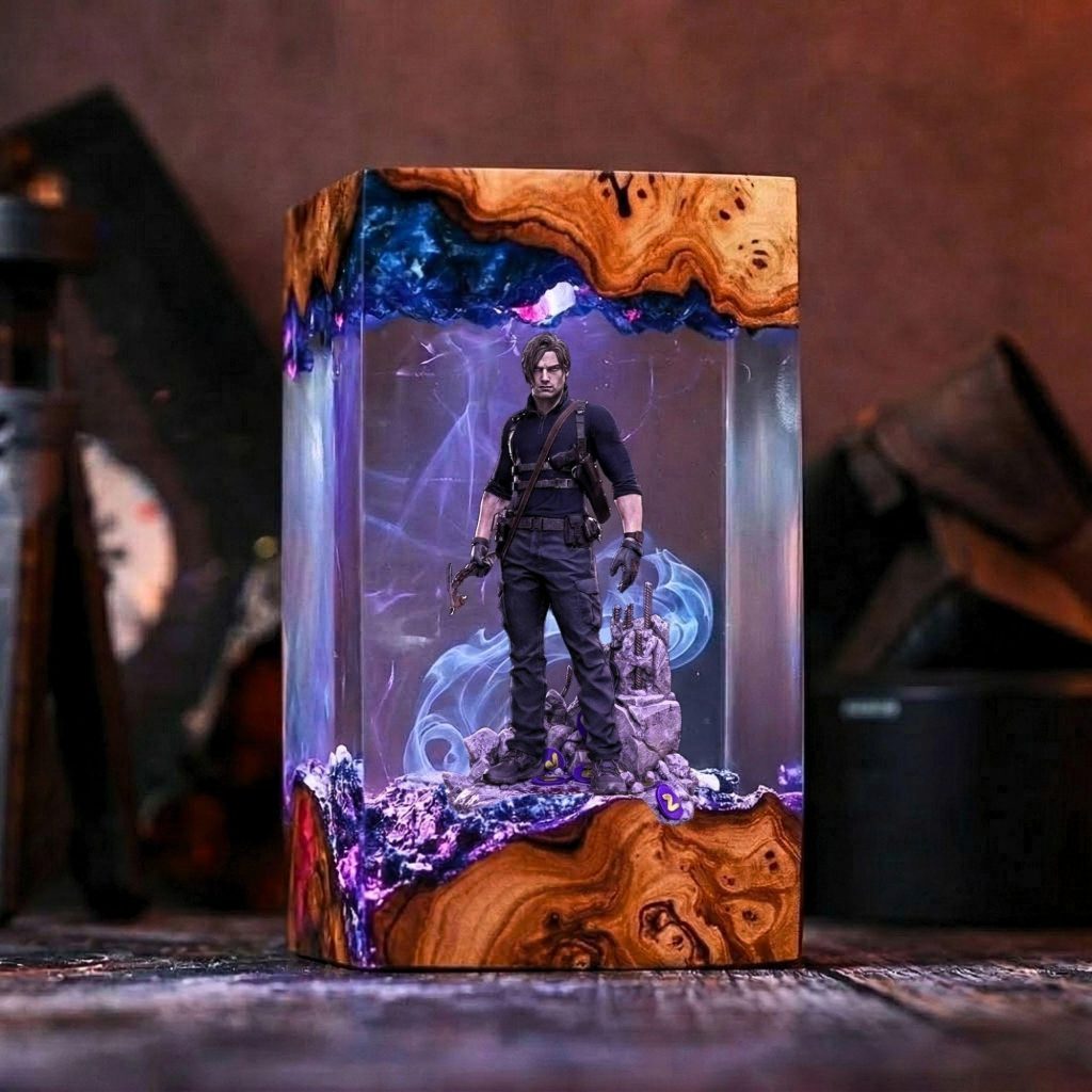 Resident Evil Requiem – Leon S Kennedy Resin Lamp, Gaming Decor, RE Fans Gift, Video Game Figure, Grace Ashcroft, Gifts for Gamers