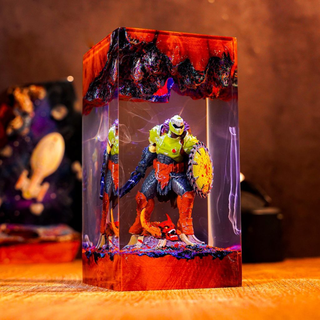 Doom Slayer Resin Lamp, Handmade Epoxy Night Light, Gaming Room Decor, Gift for Gamers, Boyfriend Gift