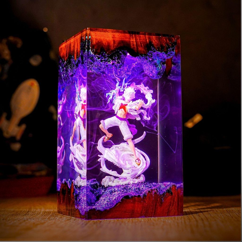 Anime Figure Resin Lamp, Night Light for Bedroom, Gaming Setup Decor, Handmade Manga Display, Gift for Him